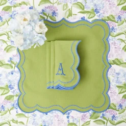 Mrs. Alice Eloise Green And Blue Napkins (Set Of 4)
