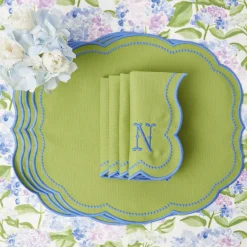 Outlet Mrs. Alice Eloise Green And Blue Placemats & Napkins (Set Of 4)