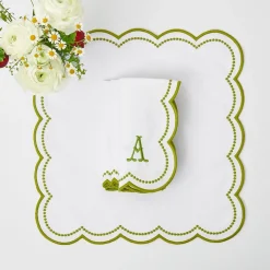 Best Mrs. Alice Elsa White & Green Napkins (Set Of 4)