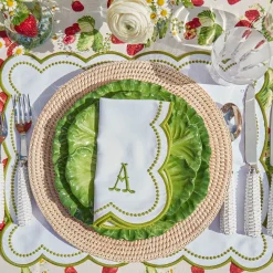 Best Mrs. Alice Elsa White & Green Napkins (Set Of 4)