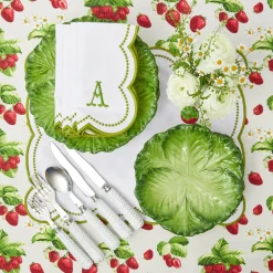 Best Mrs. Alice Elsa White & Green Napkins (Set Of 4)