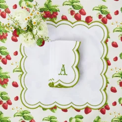 Best Mrs. Alice Elsa White & Green Napkins (Set Of 4)