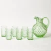 Hot Mrs. Alice Emerald Hobnail Glasses & Jug Set