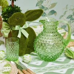 Clearance Mrs. Alice Emerald Hobnail Glasses & Jug Set