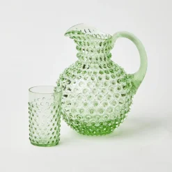 Clearance Mrs. Alice Emerald Hobnail Glasses & Jug Set