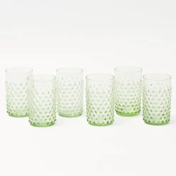 Clearance Mrs. Alice Emerald Hobnail Glasses (Set Of 6)