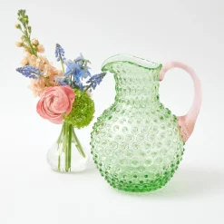 Discount Mrs. Alice Emerald Hobnail Jug With Rose Handle & Glasses (Set Of 6)