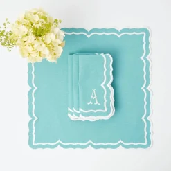 Best Mrs. Alice Fleur Turquoise Napkins (Set Of 4)