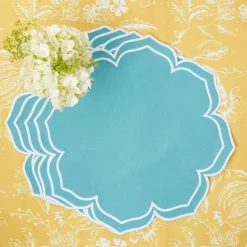 New Mrs. Alice Fleur Turquoise Placemats (Set Of 4)