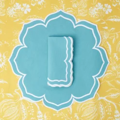 New Mrs. Alice Fleur Turquoise Placemats (Set Of 4)