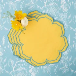 Outlet Mrs. Alice Fleur Yellow Placemats & Napkins (Set Of 4)