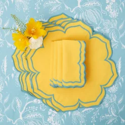 Outlet Mrs. Alice Fleur Yellow Placemats & Napkins (Set Of 4)