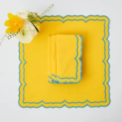 Outlet Mrs. Alice Fleur Yellow Placemats & Napkins (Set Of 4)