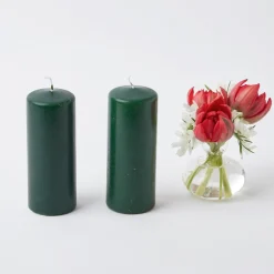 Best Mrs. Alice Forest Green Pillar Candles (Pair)