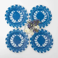 New Mrs. Alice French Blue Garland Starter Plates (Set Of 4)