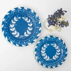 New Mrs. Alice French Blue Garland Starter Plates (Set Of 4)