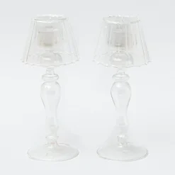 Mrs. Alice Glass Lantern Tea Light Holder (Pair) - 24Cm