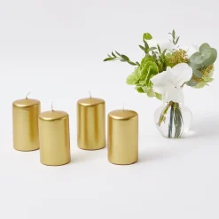 Outlet Mrs. Alice Gold Pillar Candles (Set Of 4)