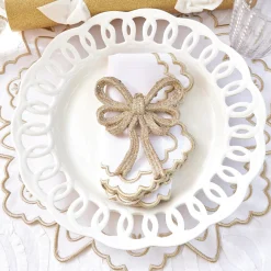New Mrs. Alice Gold Snowflake Napkins (Set Of 4)