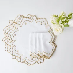 New Mrs. Alice Gold Snowflake Napkins (Set Of 4)