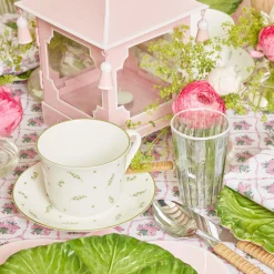 Sale Mrs. Alice Green & White Rim Water Glasses (Set Of 4)
