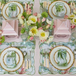 Sale Mrs. Alice Green & White Rim Water Glasses (Set Of 4)