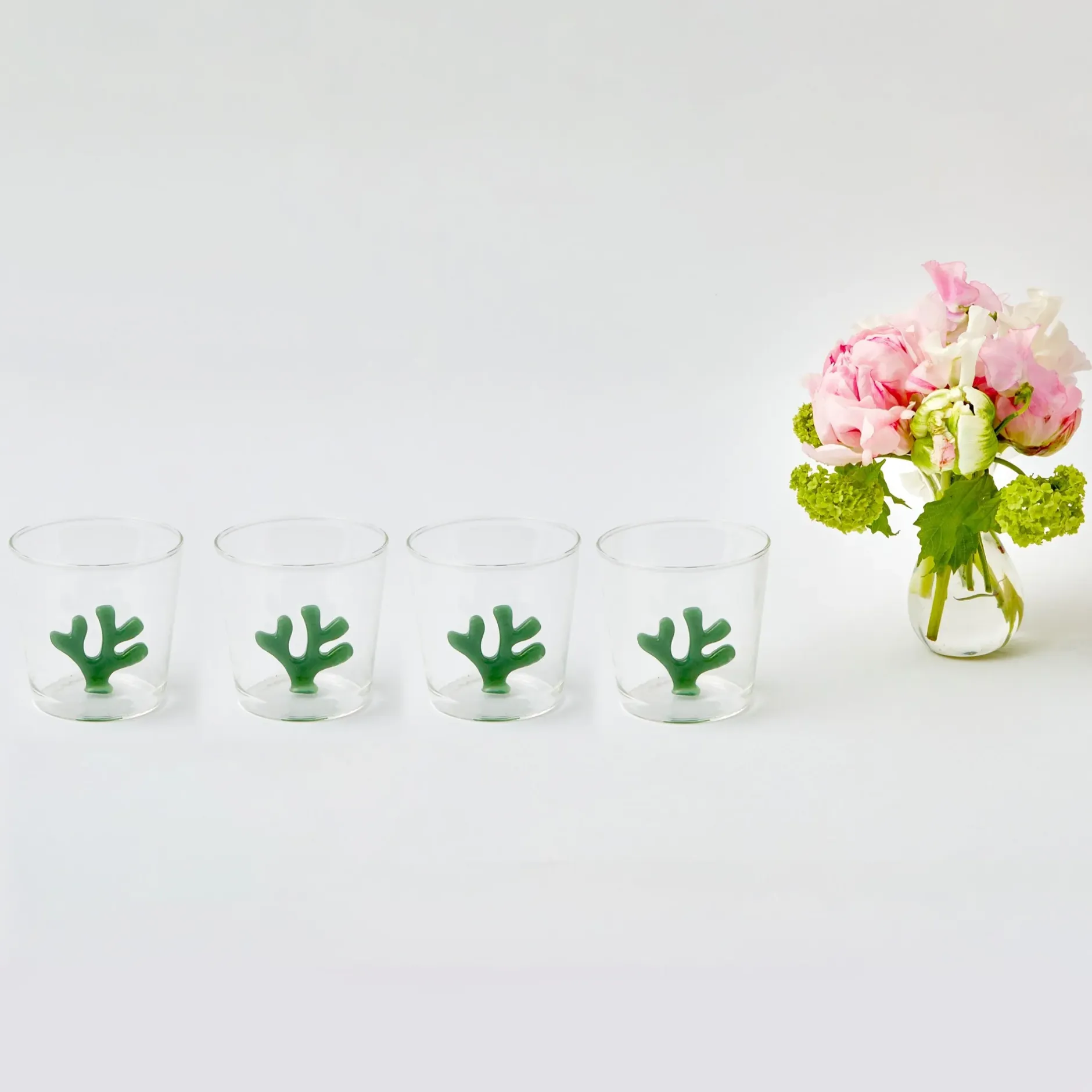 Clearance Mrs. Alice Green Coral Glasses (Set Of 4)