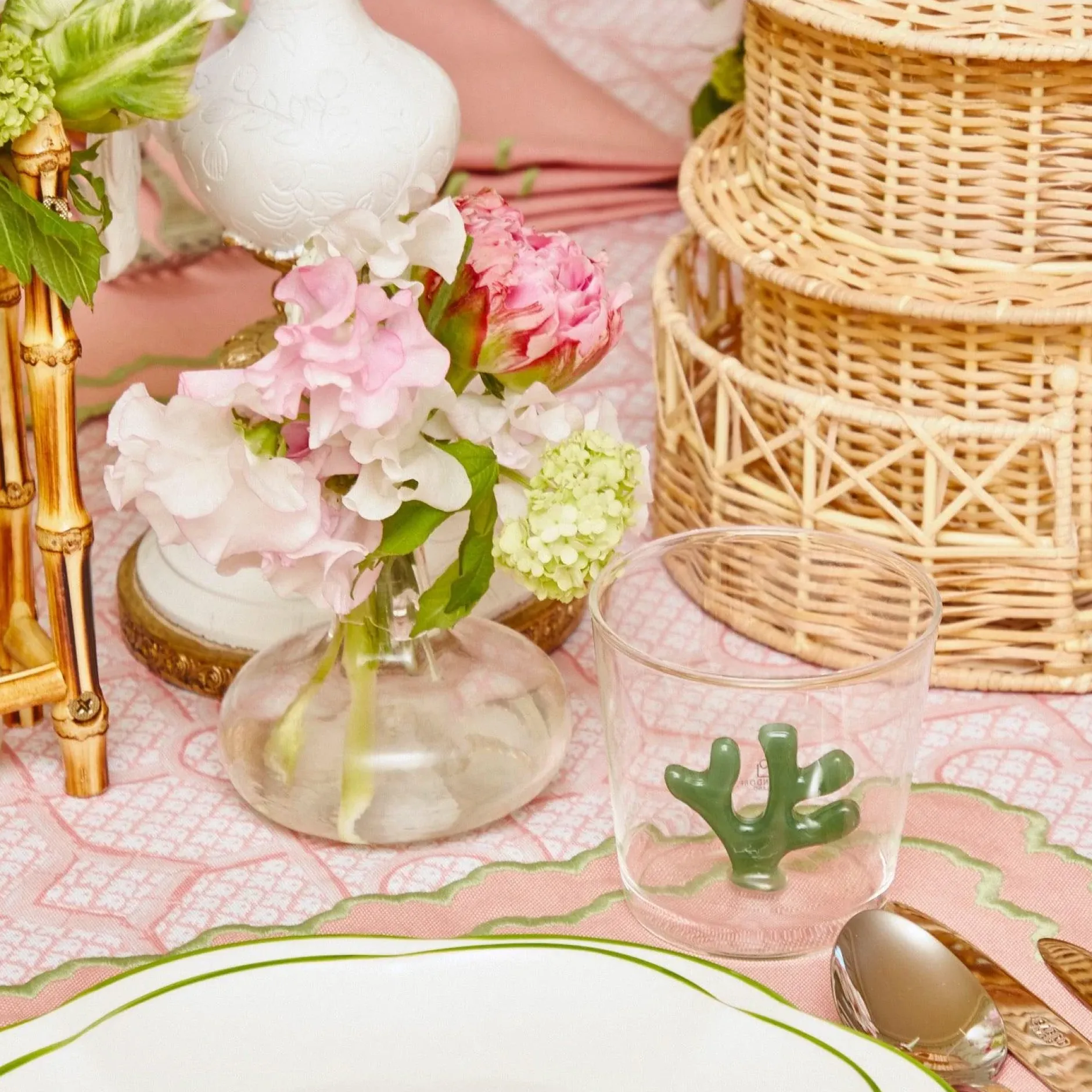 Clearance Mrs. Alice Green Coral Glasses (Set Of 4)