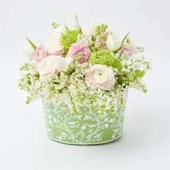 Online Mrs. Alice Green Floral Tole Scalloped Planter
