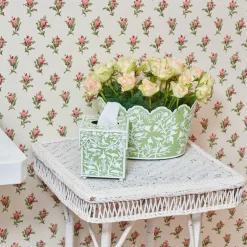 Online Mrs. Alice Green Floral Tole Tissue Box