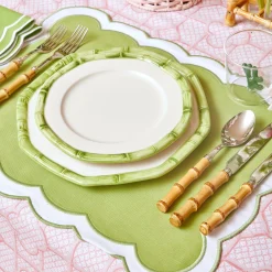 Best Mrs. Alice Green Geometric Bamboo Starter Plate