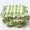 Mrs. Alice Green Gingham Ruffle Seat Pad Cushions (Set Of 4)