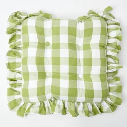 Mrs. Alice Green Gingham Ruffle Seat Pad Cushion