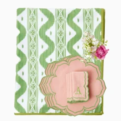 Sale Mrs. Alice Green Ikat & Pink Fleur Linen Set