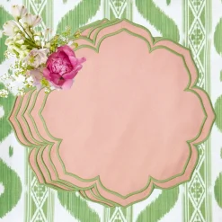 Sale Mrs. Alice Green Ikat & Pink Fleur Linen Set