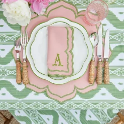 Sale Mrs. Alice Green Ikat & Pink Fleur Linen Set