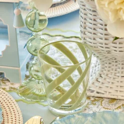 Hot Mrs. Alice Green Swirl Outdoor Glasses (Set Of 6)
