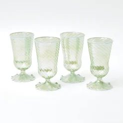 Online Mrs. Alice Green White Rim Frilled Glasses (Set Of 4)