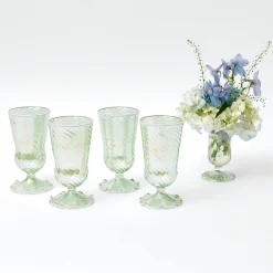 Online Mrs. Alice Green White Rim Frilled Glasses (Set Of 4)