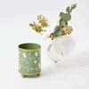 Sale Mrs. Alice Hand Painted Olive Floral Tole Candle Pot