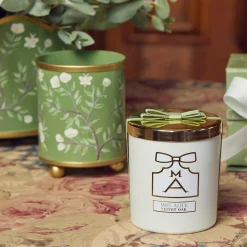 Clearance Mrs. Alice Hand Painted Olive Floral Tole Candle Pot