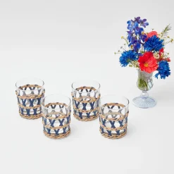 Mrs. Alice Ink Raffia Water Glasses (Set Of 4)