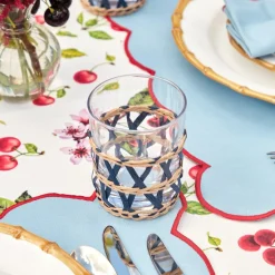 Mrs. Alice Ink Raffia Water Glasses (Set Of 4)