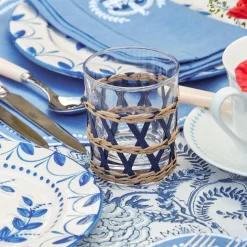 Mrs. Alice Ink Raffia Water Glasses (Set Of 4)
