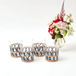 Mrs. Alice Ink Raffia Water Glasses (Set Of 4)