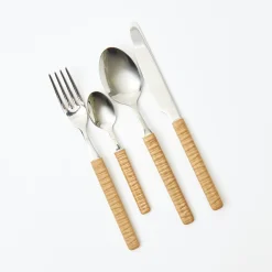 Best Mrs. Alice Light Brown Rattan Effect Cutlery (4Pcs)
