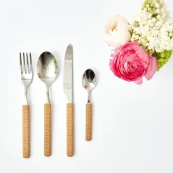 Best Mrs. Alice Light Brown Rattan Effect Cutlery (4Pcs)
