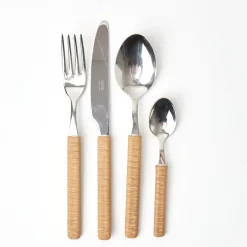 Best Mrs. Alice Light Brown Rattan Effect Cutlery (4Pcs)