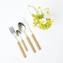 Best Mrs. Alice Light Brown Rattan Effect Cutlery (4Pcs)