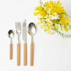 Best Mrs. Alice Light Brown Rattan Effect Cutlery (4Pcs)